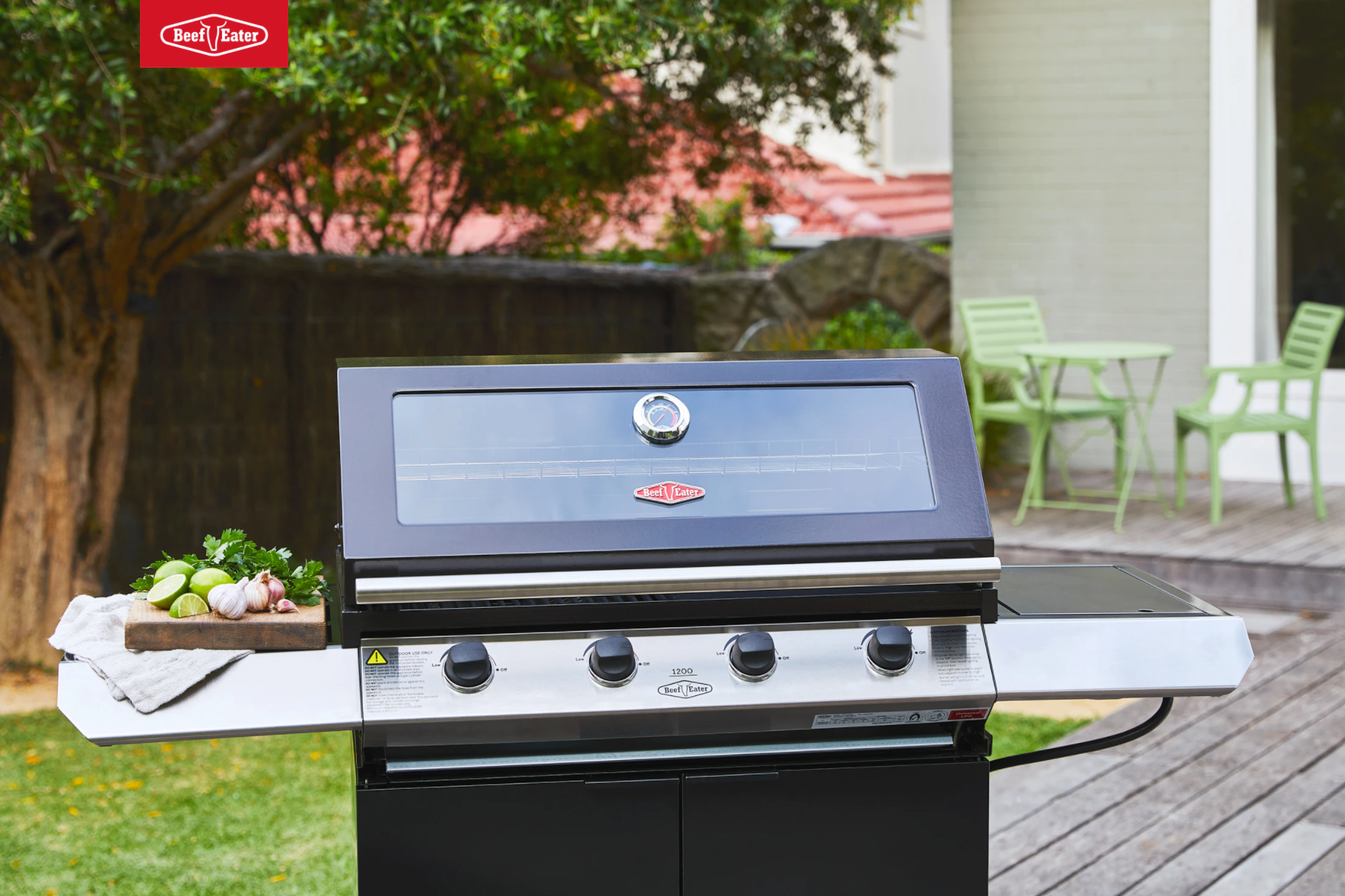 BeefEater 1200E Series - 3 Burner BBQ & Side Burner With Trolley