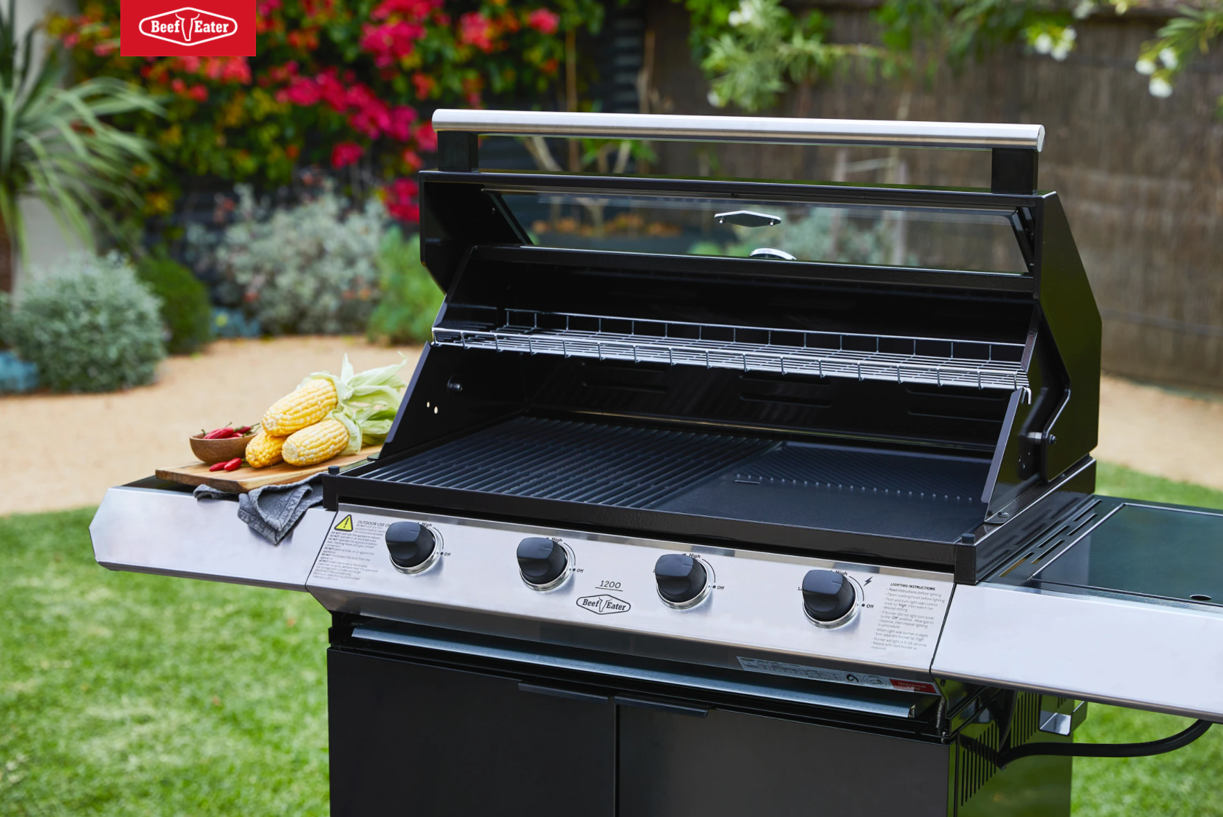BeefEater 1200E Series - 3 Burner BBQ & Side Burner With Trolley