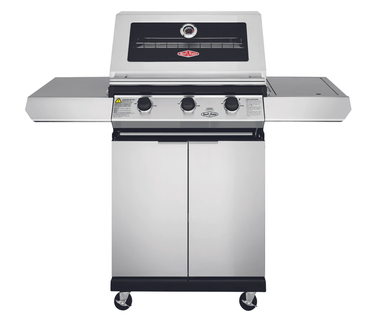 BeefEater 1200S Series - 3 Burner BBQ & Side Burner With Trolley